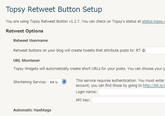 Topsy Retweet Button Setup