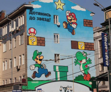 任天堂ロシア、モスクワで『スーパーマリオ』の壁画“Reach for the stars!”を制作