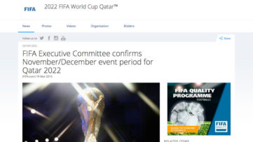 2022年のカタールW杯は冬開催に。決勝戦は12月18日
