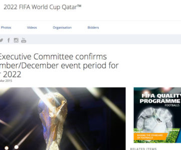 2022年のカタールW杯は冬開催に。決勝戦は12月18日