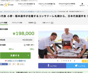 コンサ、若手の育成費や強化費調達にクラウドファンディングを活用。ギフトには道産の海産物セットなど