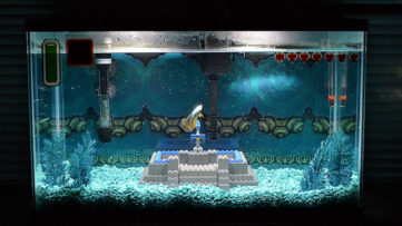 『ゼルダの伝説 神々のトライフォース』の名シーンを水槽内で表現した水景アート