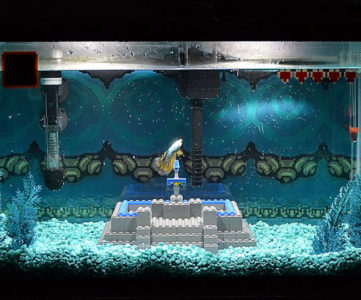 『ゼルダの伝説 神々のトライフォース』の名シーンを水槽内で表現した水景アート