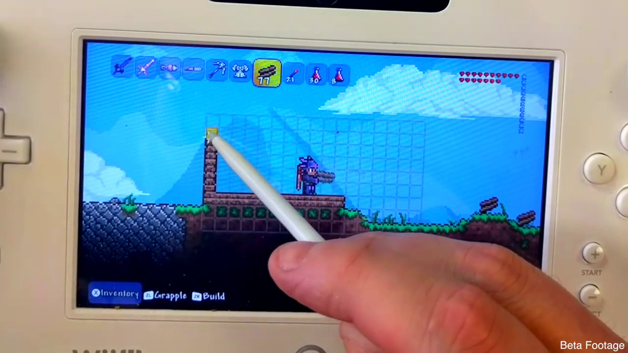 WiiU版『テラリア』のタッチ操作を含むGamePadモードを確認できるフッテージ映像