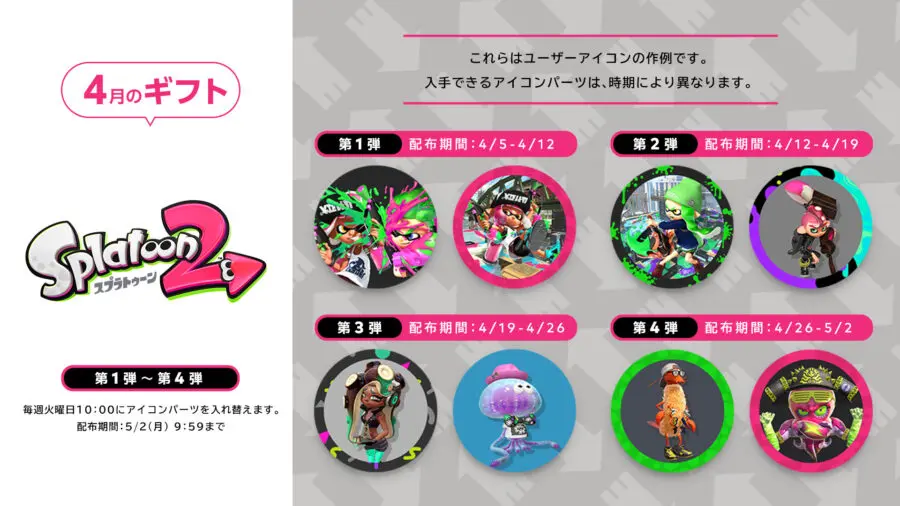 Switchオンライン 4月の ミッション ギフト は スプラトゥーン2 などのアイコンパーツが登場 T011 Org