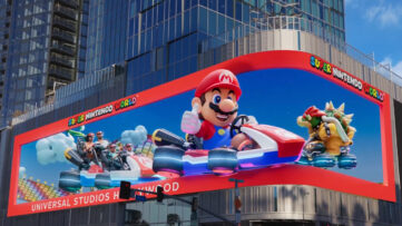 LAに「スーパー・ニンテンドー・ワールド」の巨大3D広告が登場、『マリオカート ～クッパの挑戦状～』のオリジナルアニメーション