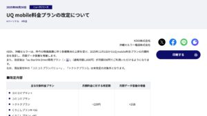 UQモバイル料金値上げについて